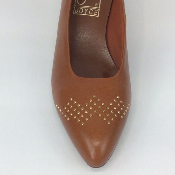 Joyce Vintage Pointed Toe Pump Heels Women’s Size 7.5 N Brown/Cognac Leather - Picture 11 of 12